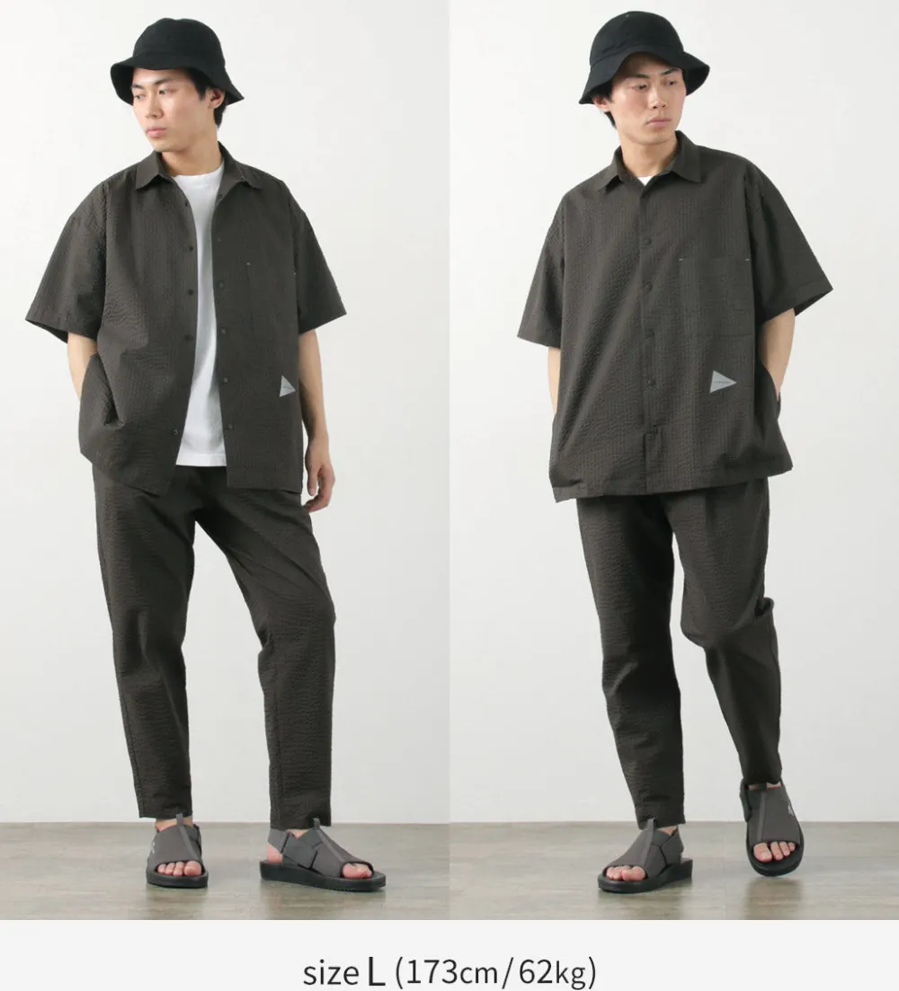 AND WANDER Shirts^/ Dry Soft Seersucker Short Sleeve Shirt