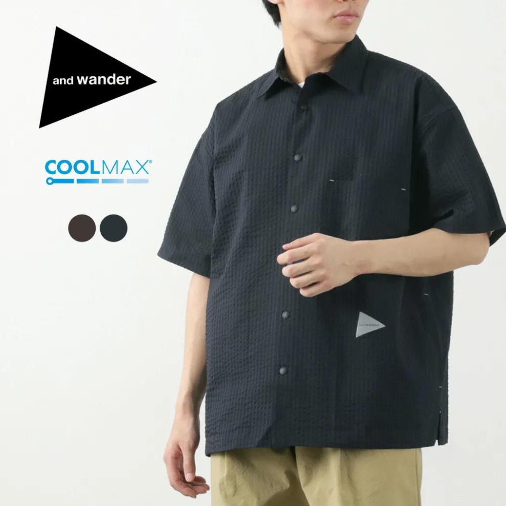 AND WANDER Shirts^/ Dry Soft Seersucker Short Sleeve Shirt