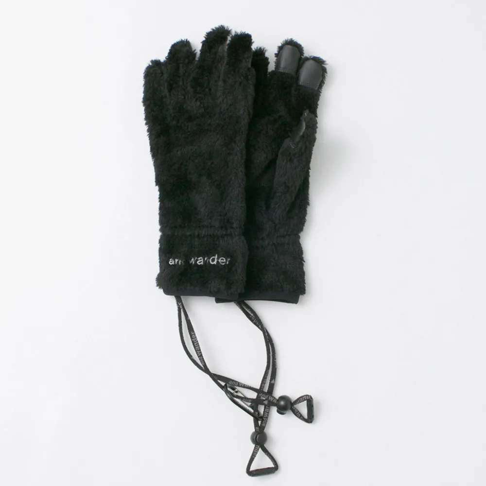 AND WANDER Gloves^/ High-Loft Fleece Gloves black