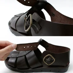 ANTICHI ROMANI Sandals^/ Leather Gurkha sandals