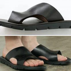 ANTICHI ROMANI Sandals^/ Leather slide sandal