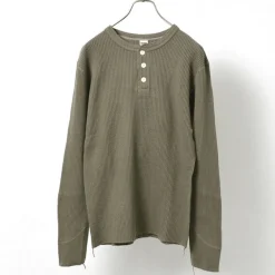 BARNS T-Shirts^/ BR-3051 Big Waffle Henley Neck Long Sleeve Thermal / T-Shirt