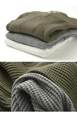 BARNS T-Shirts^/ BR-3051 Big Waffle Henley Neck Long Sleeve Thermal / T-Shirt