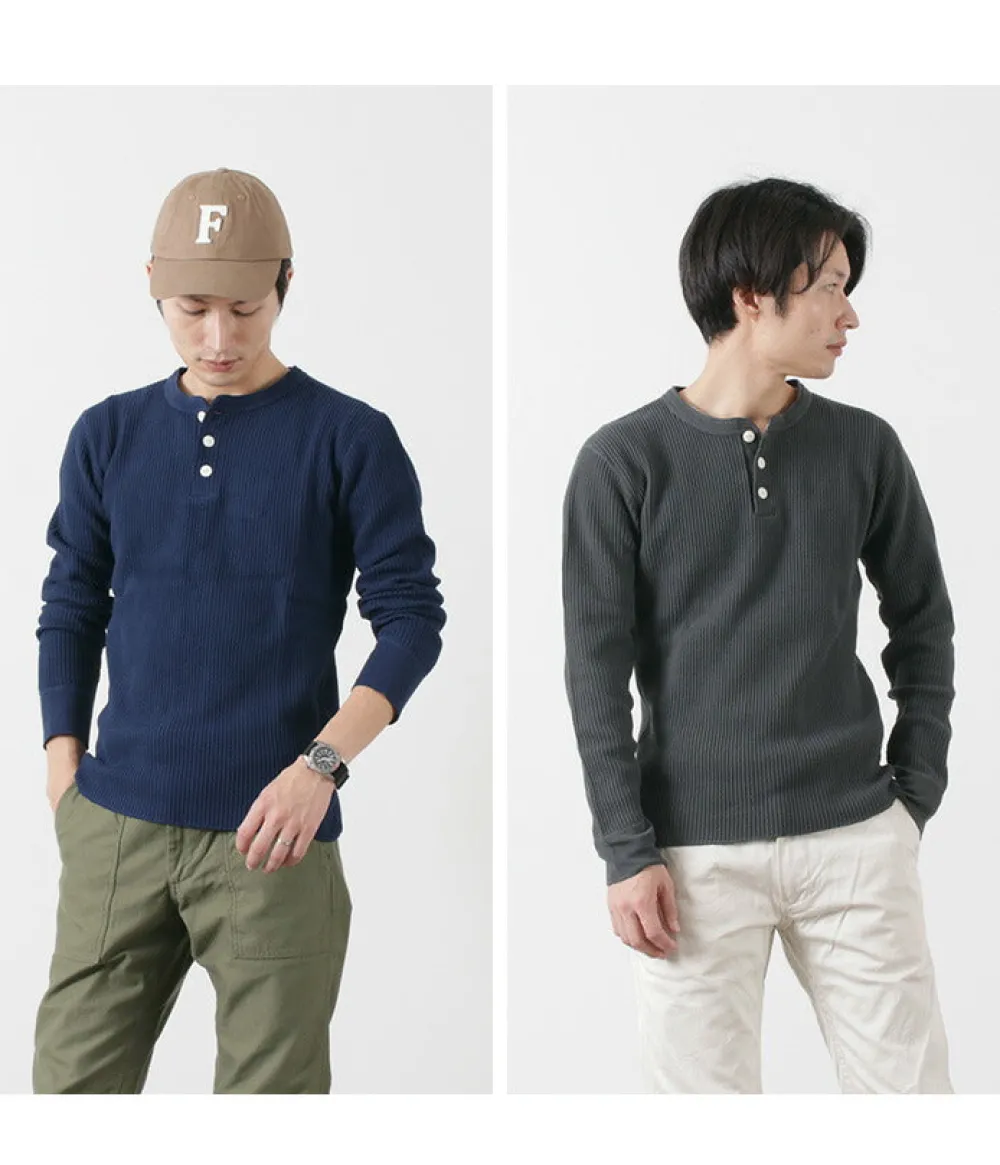 BARNS T-Shirts^/ BR-3051 Big Waffle Henley Neck Long Sleeve Thermal / T-Shirt