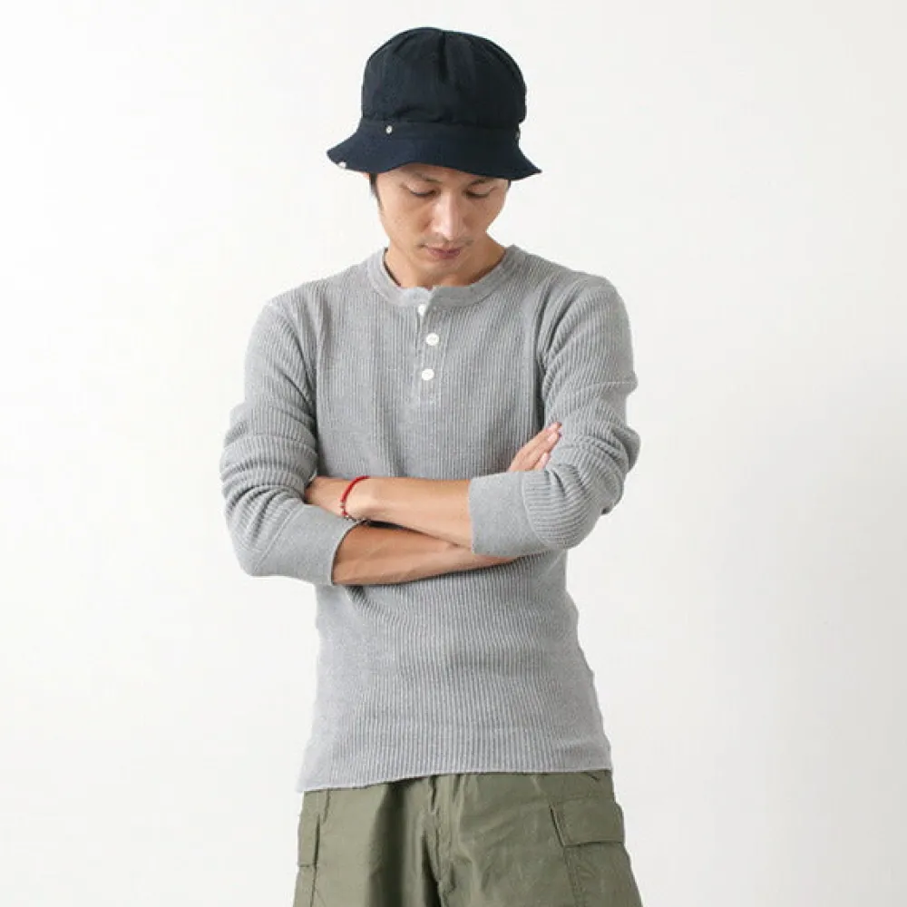 BARNS T-Shirts^/ BR-3051 Big Waffle Henley Neck Long Sleeve Thermal / T-Shirt