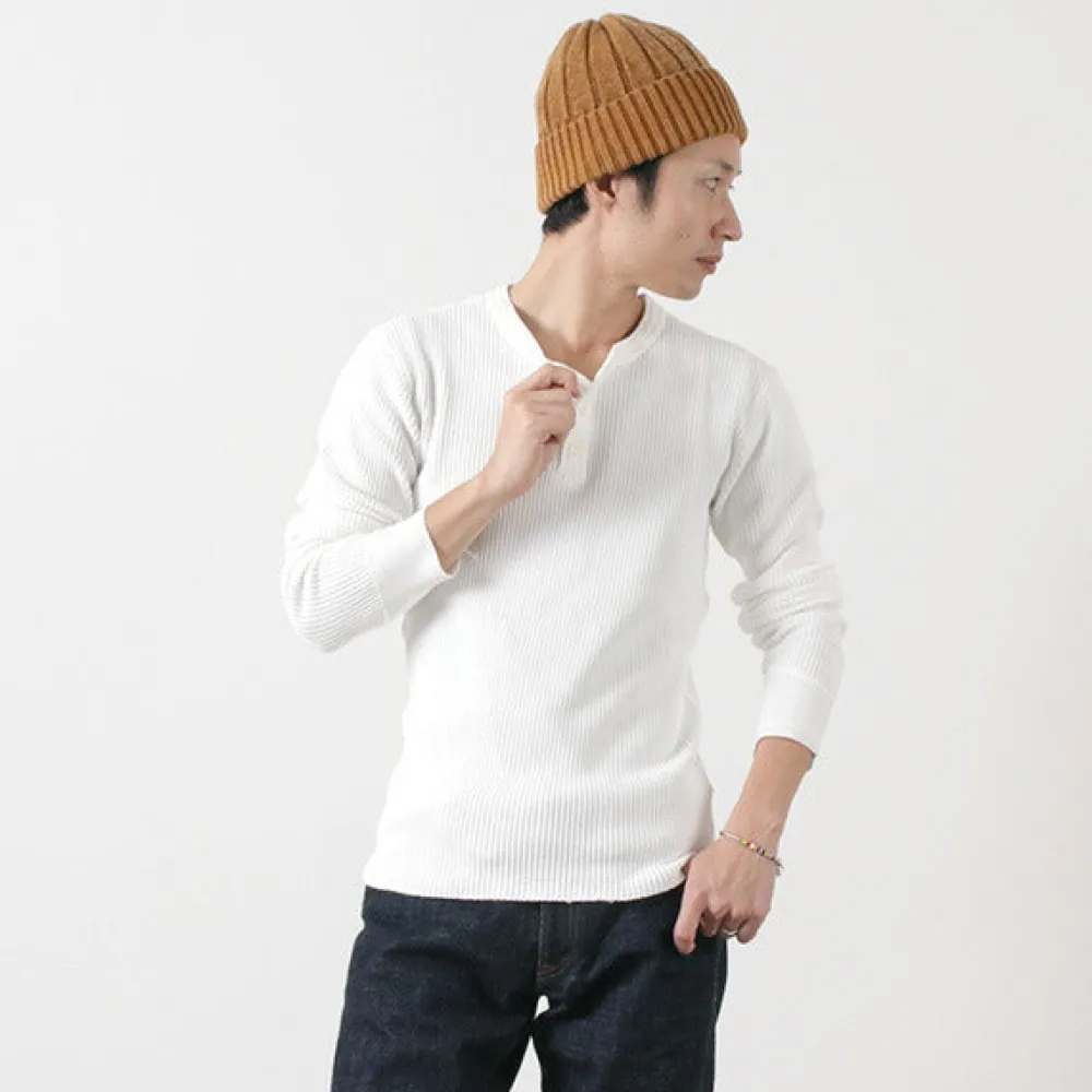 BARNS T-Shirts^/ BR-3051 Big Waffle Henley Neck Long Sleeve Thermal / T-Shirt