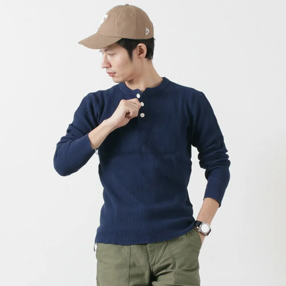 BARNS T-Shirts^/ BR-3051 Big Waffle Henley Neck Long Sleeve Thermal / T-Shirt