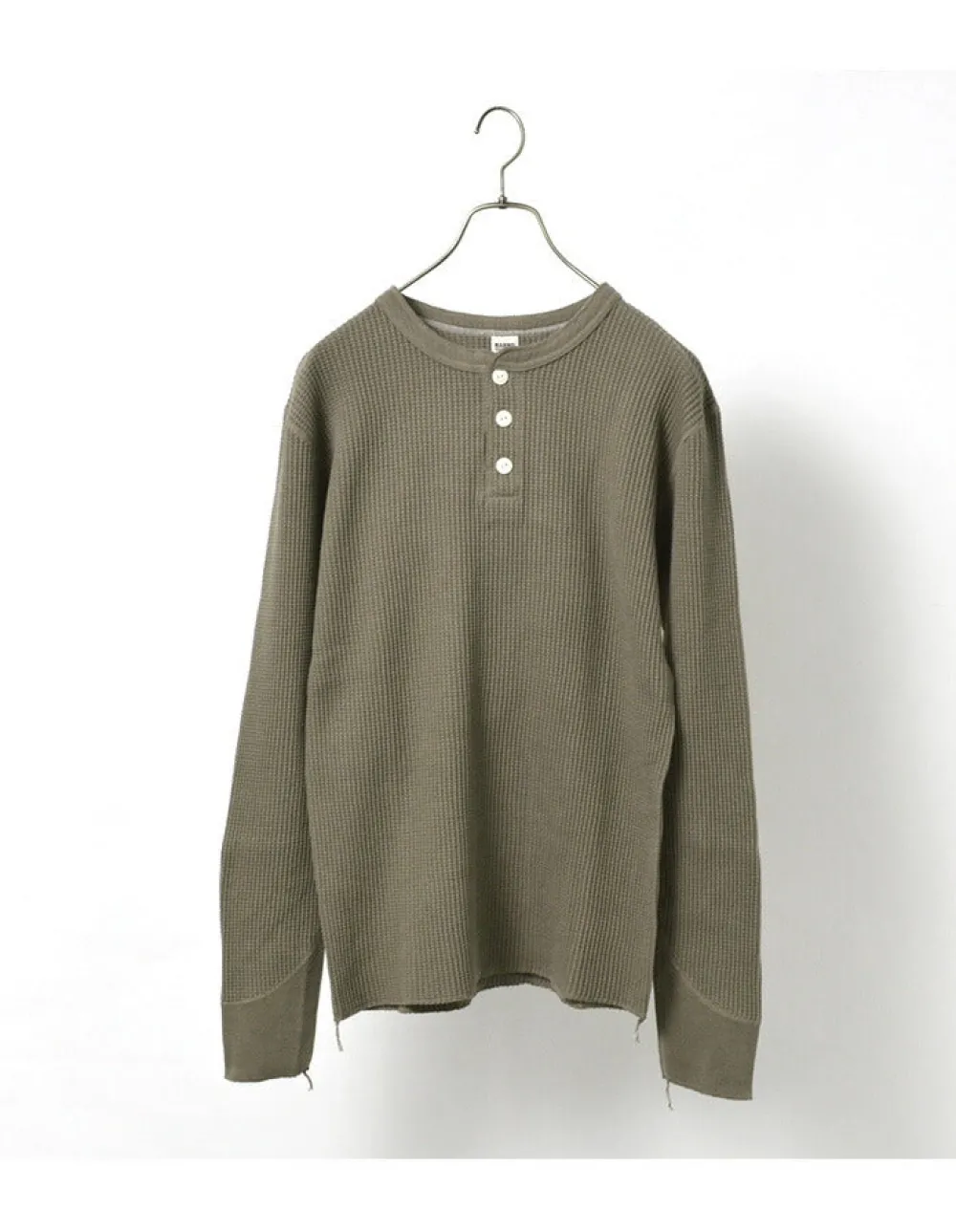 BARNS T-Shirts^/ BR-3051 Big Waffle Henley Neck Long Sleeve Thermal / T-Shirt