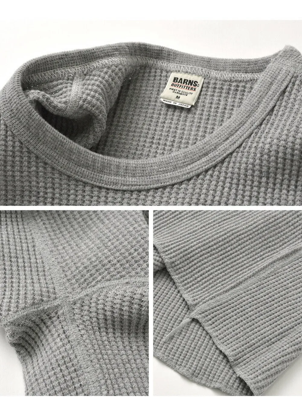 BARNS T-Shirts^/ BR-3050 Big Waffle Long Sleeve Thermal / T-shirt
