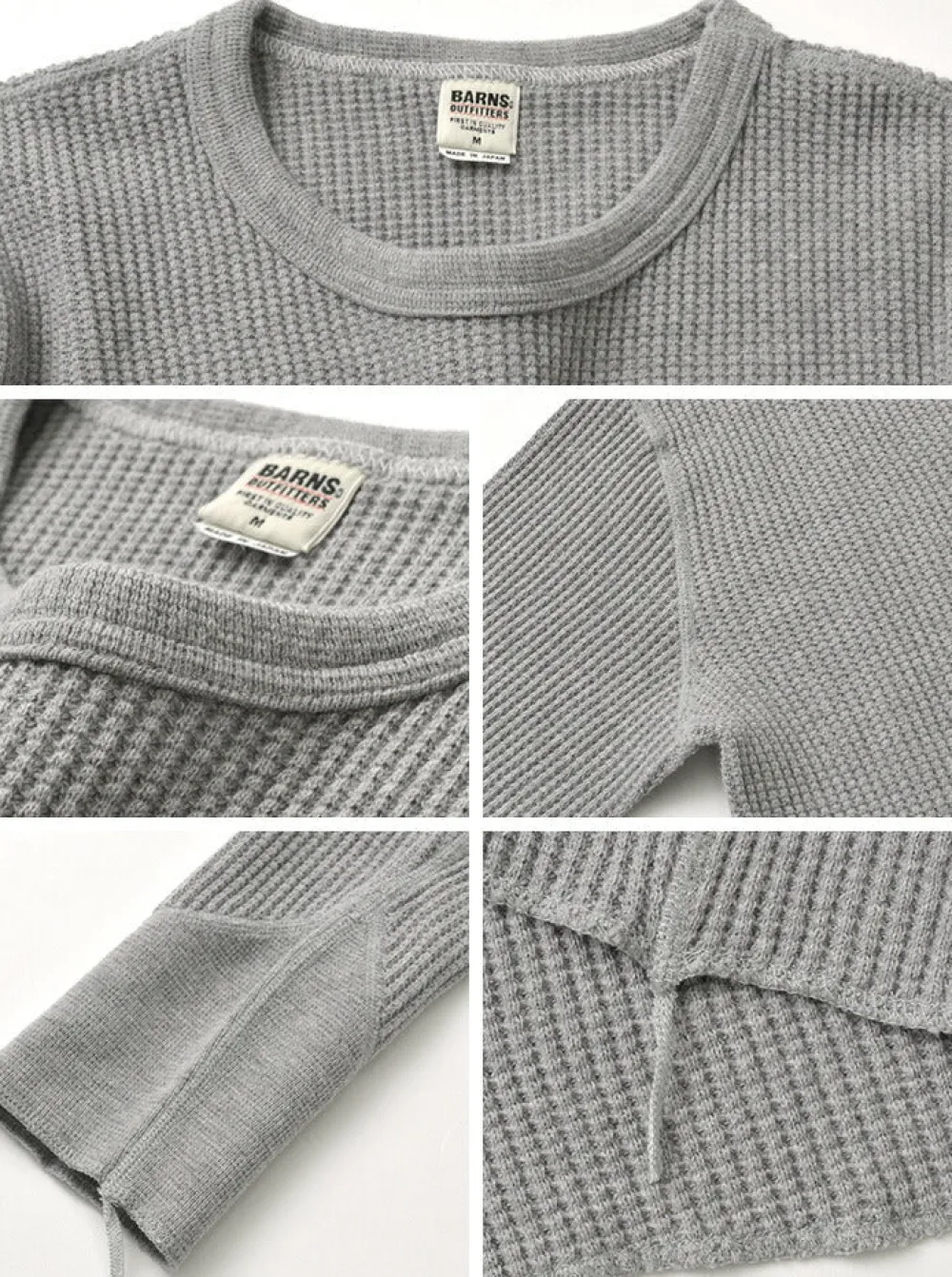 BARNS T-Shirts^/ BR-3050 Big Waffle Long Sleeve Thermal / T-shirt