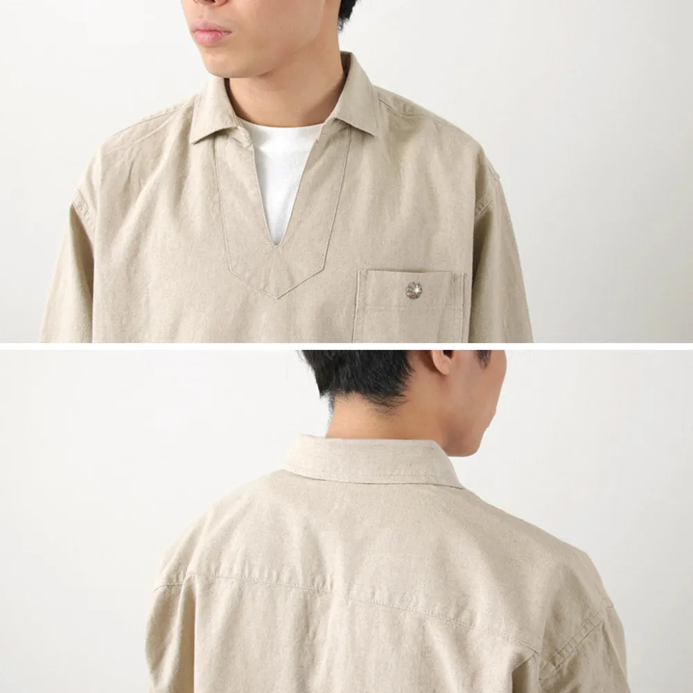 BARNS Shirts^/ Cotton linen skipper button works concho shirt