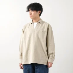 BARNS Shirts^/ Cotton linen skipper button works concho shirt