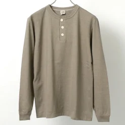 BARNS T-Shirts^/ COZUN Knit Vintage Long Sleeve Henry Neck T-Shirt