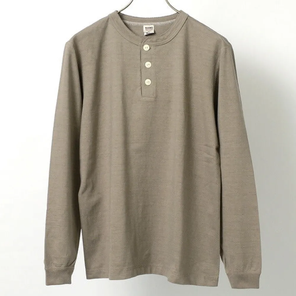 BARNS T-Shirts^/ COZUN Knit Vintage Long Sleeve Henry Neck T-Shirt