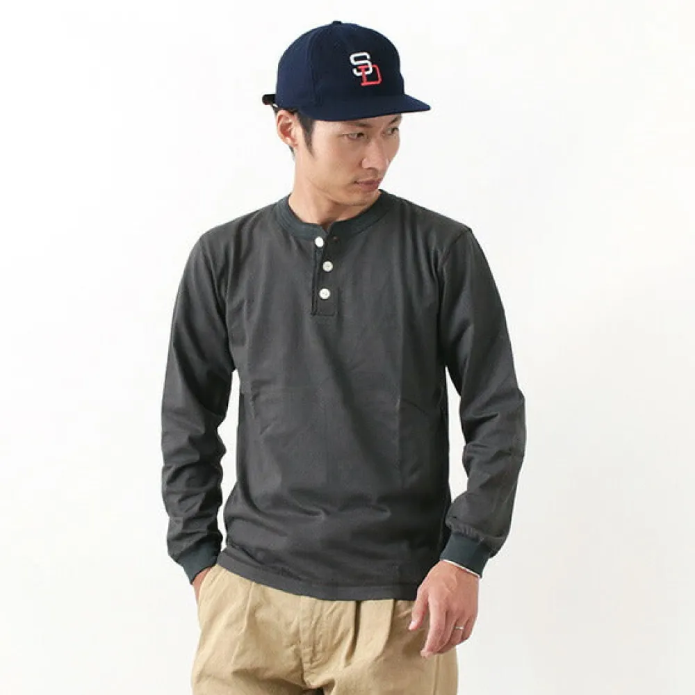 BARNS T-Shirts^/ COZUN Knit Vintage Long Sleeve Henry Neck T-Shirt