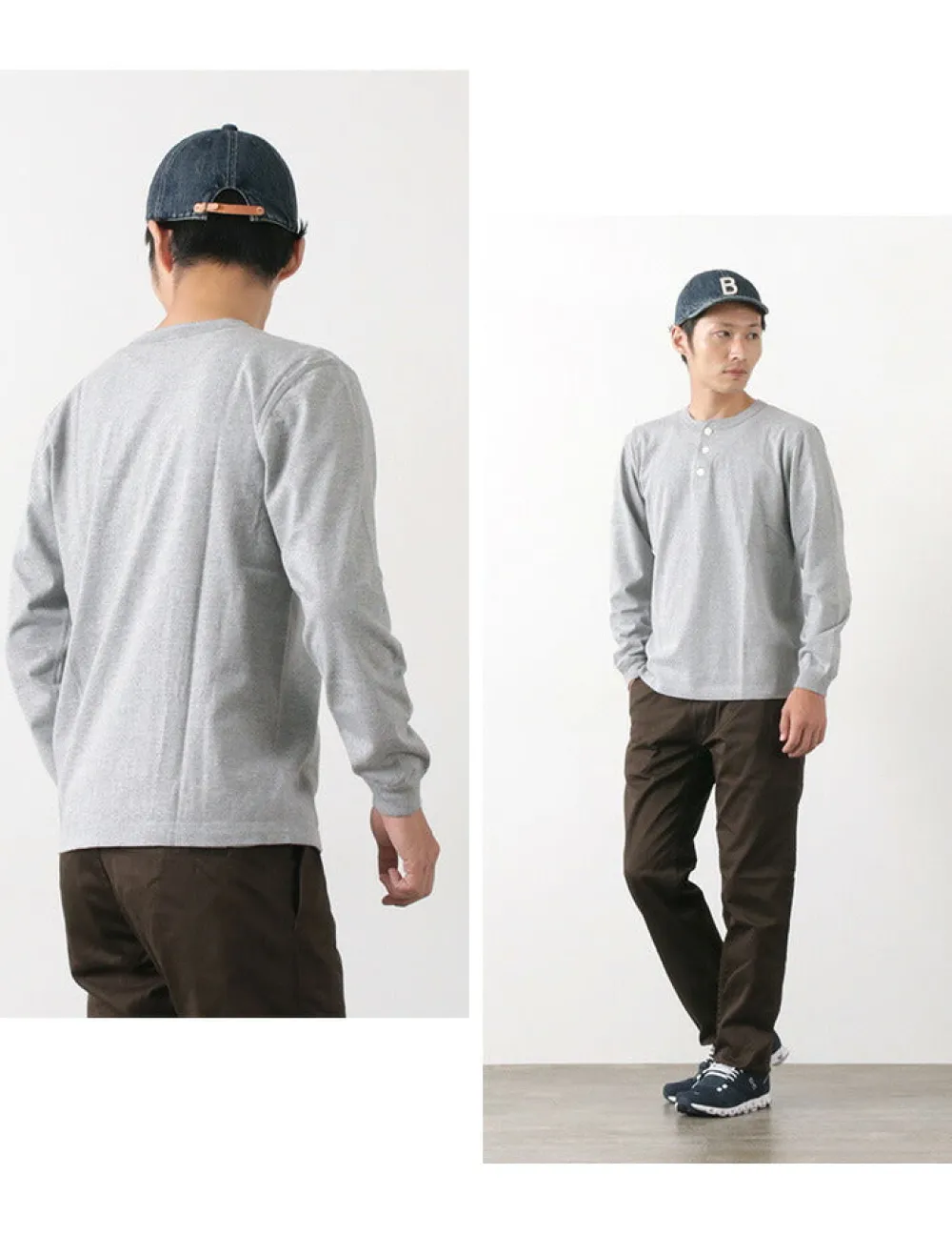 BARNS T-Shirts^/ COZUN Knit Vintage Long Sleeve Henry Neck T-Shirt