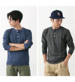 BARNS T-Shirts^/ COZUN Knit Vintage Long Sleeve Henry Neck T-Shirt