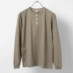 BARNS T-Shirts^/ COZUN Knit Vintage Long Sleeve Henry Neck T-Shirt