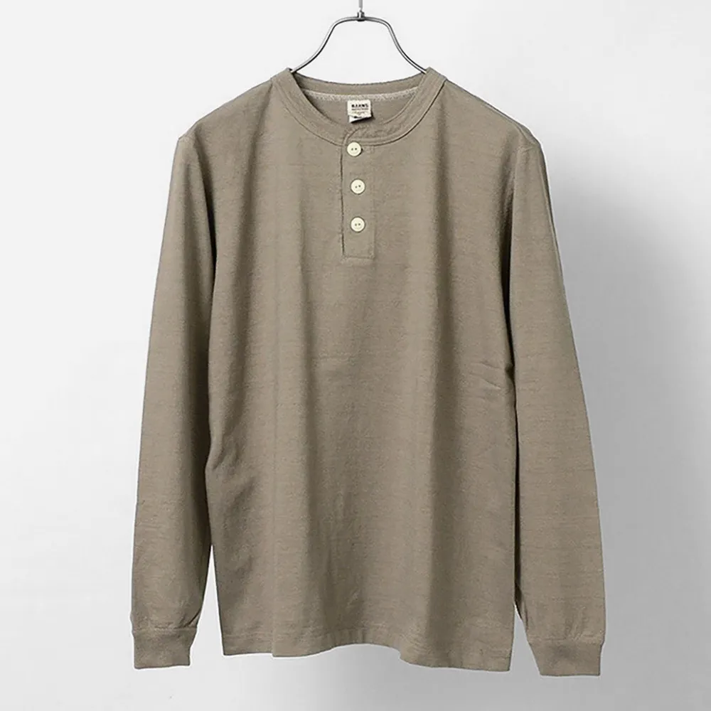 BARNS T-Shirts^/ COZUN Knit Vintage Long Sleeve Henry Neck T-Shirt