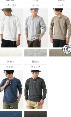 BARNS T-Shirts^/ COZUN Knit Vintage Long Sleeve Henry Neck T-Shirt