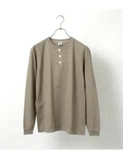 BARNS T-Shirts^/ COZUN Knit Vintage Long Sleeve Henry Neck T-Shirt