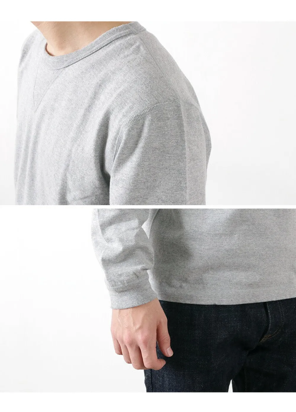 BARNS T-Shirts^/ COZUN Knit Vintage Long Sleeve Crew Neck T-Shirt