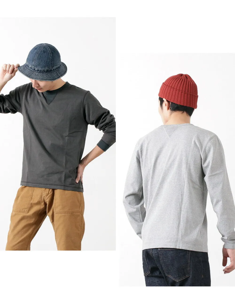 BARNS T-Shirts^/ COZUN Knit Vintage Long Sleeve Crew Neck T-Shirt
