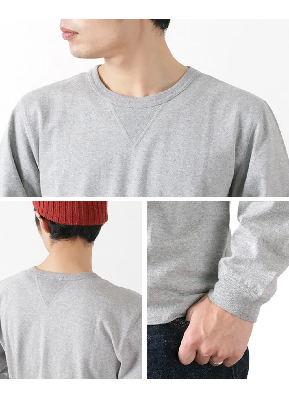 BARNS T-Shirts^/ COZUN Knit Vintage Long Sleeve Crew Neck T-Shirt