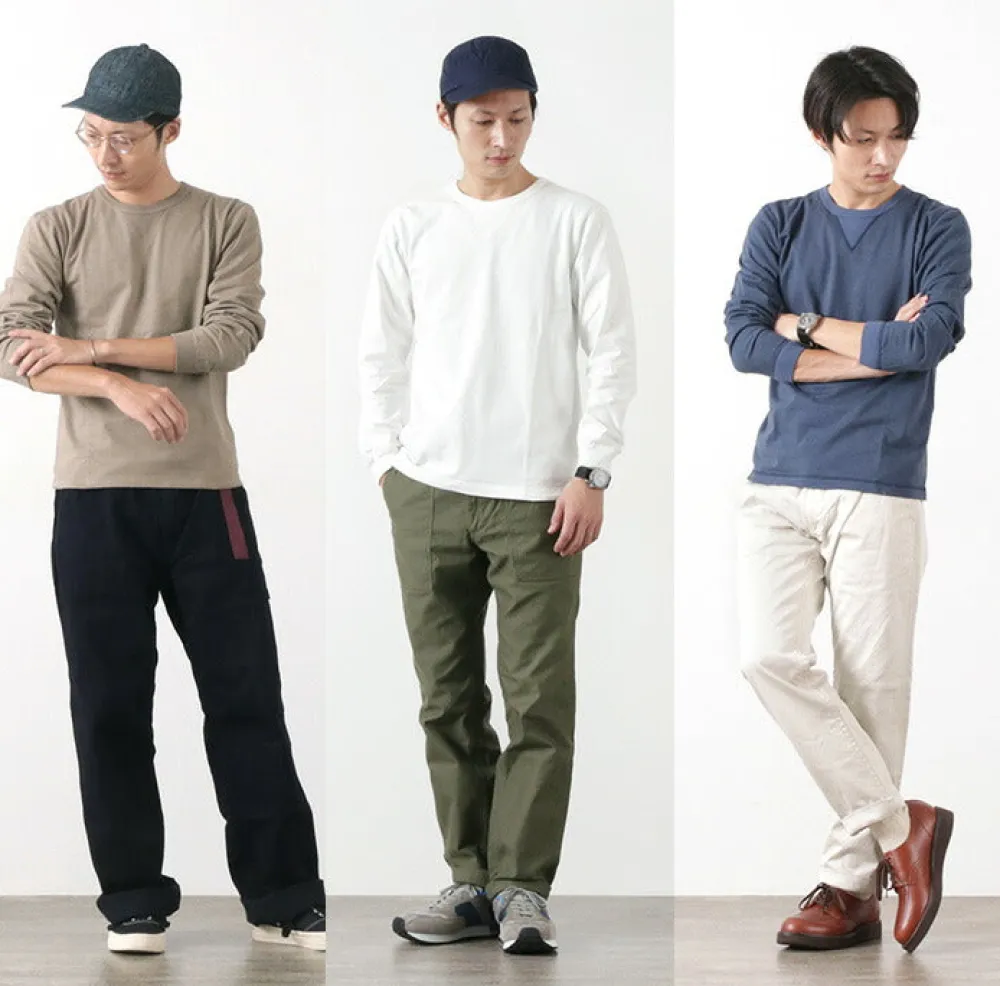 BARNS T-Shirts^/ COZUN Knit Vintage Long Sleeve Crew Neck T-Shirt