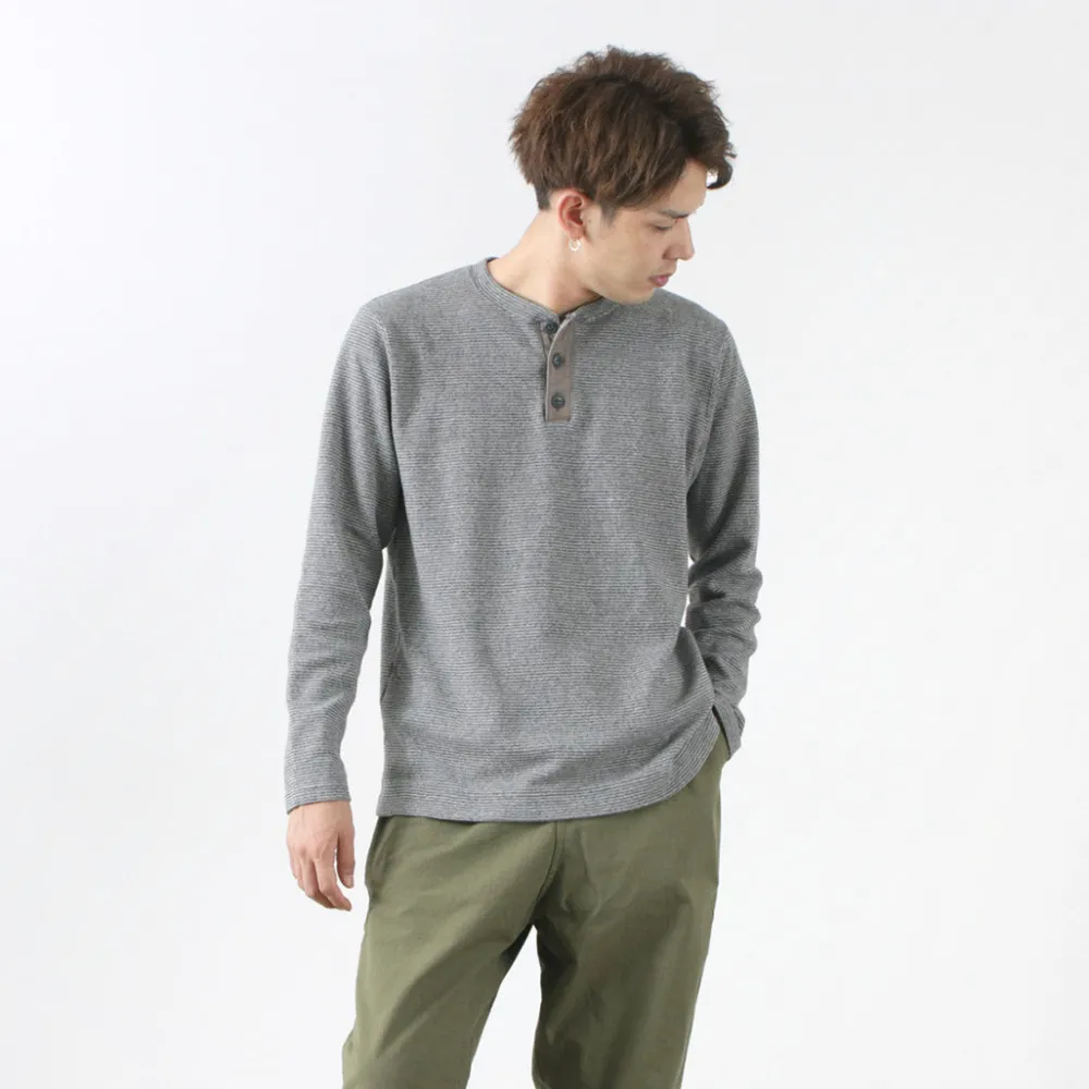 BARNS T-Shirts^/ Spun Milled Henley Neck Long Sleeve T-Shirt