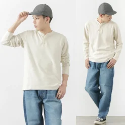 BARNS T-Shirts^/ Spun Milled Henley Neck Long Sleeve T-Shirt
