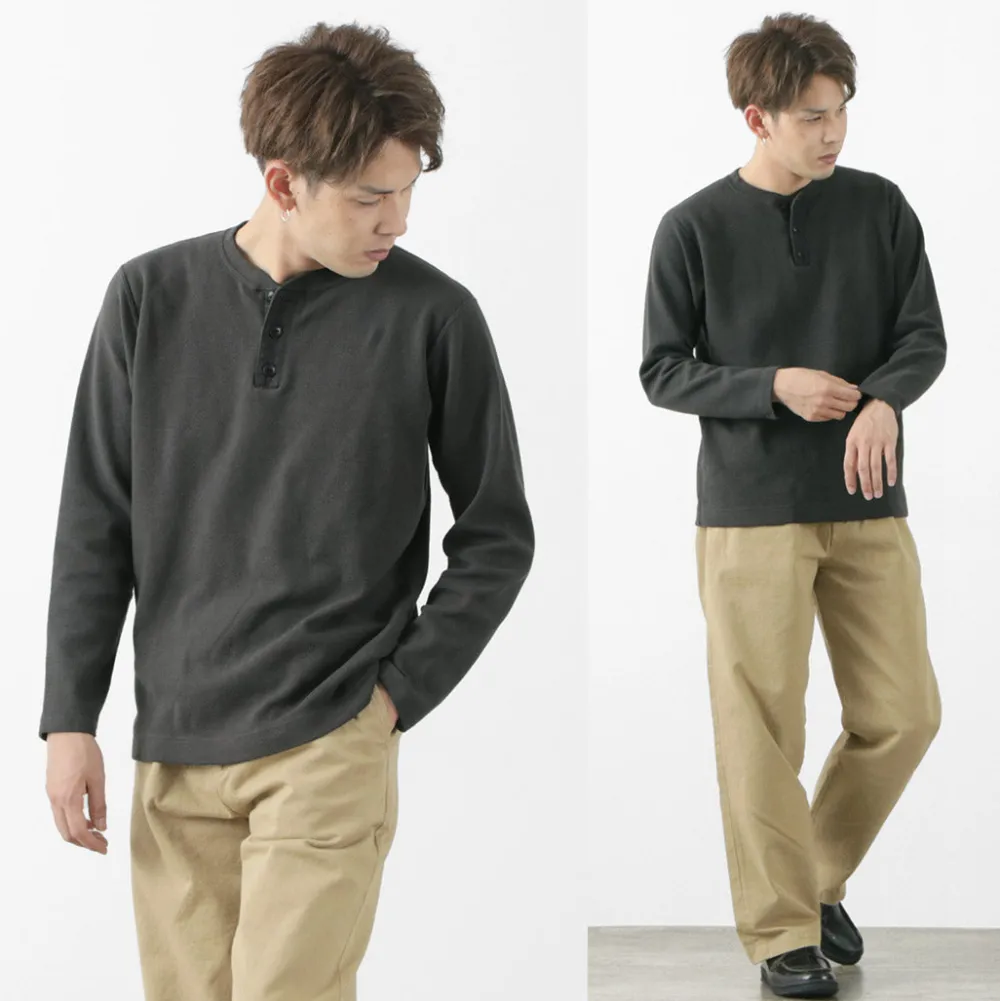 BARNS T-Shirts^/ Spun Milled Henley Neck Long Sleeve T-Shirt