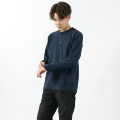 BARNS T-Shirts^/ Spun Milled Henley Neck Long Sleeve T-Shirt