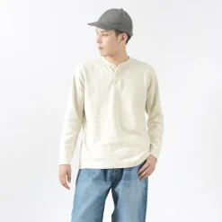 BARNS T-Shirts^/ Spun Milled Henley Neck Long Sleeve T-Shirt