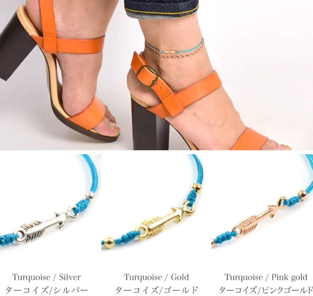 CHALISA T.. Anklets^/ Arrow Silver Notched Cord Anklet