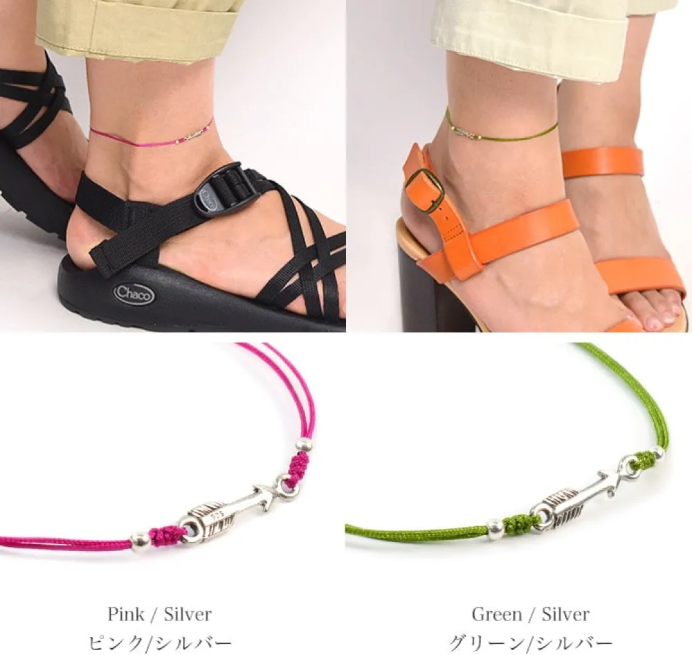 CHALISA T.. Anklets^/ Arrow Silver Notched Cord Anklet