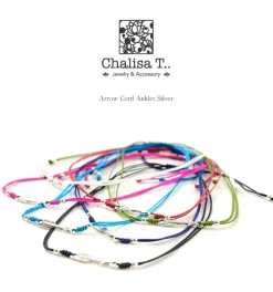 CHALISA T.. Anklets^/ Arrow Silver Notched Cord Anklet