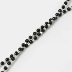 CHALISA T.. Anklets^/ onyx beads silver ball chain necklace 925 silver black
