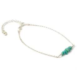 CHALISA T.. Anklets^/ Chips Turquoise Silver Chain 2 Way Jewellery blue