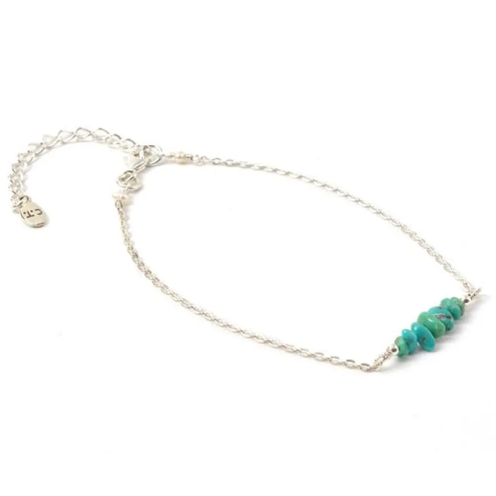 CHALISA T.. Anklets^/ Chita Turquoise Silver Chain Anklet blue