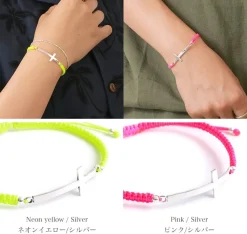 CHALISA T.. Anklets^/ Flatt Silver Cross Notched Cord Bracelet