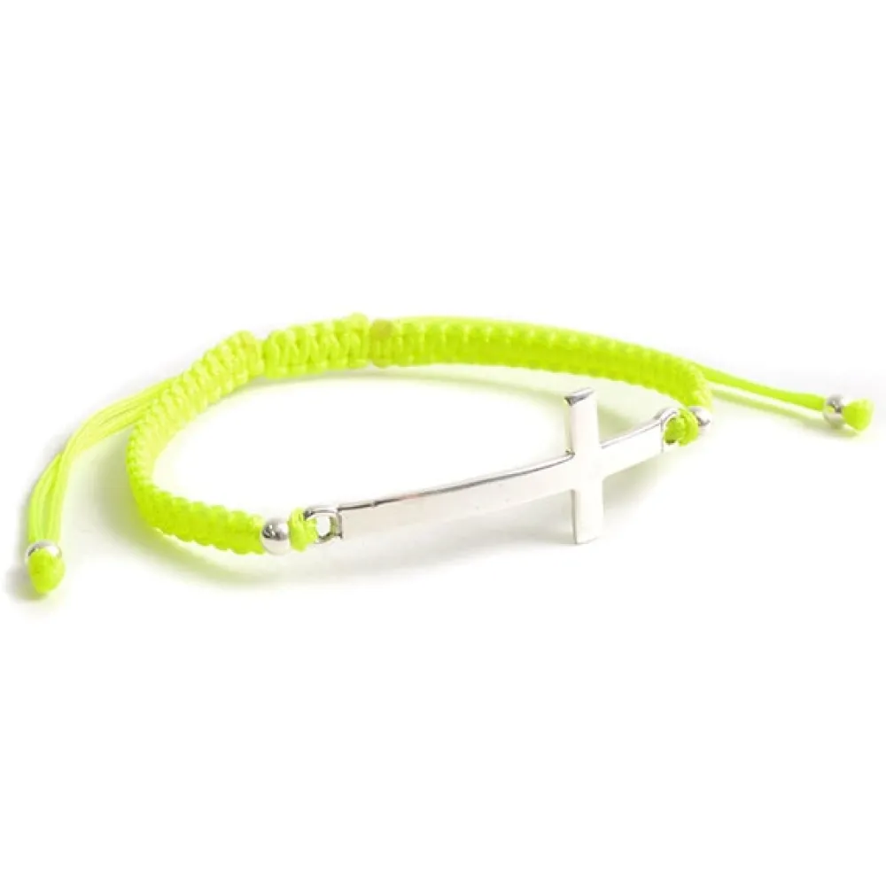 CHALISA T.. Anklets^/ Flatt Silver Cross Notched Cord Bracelet