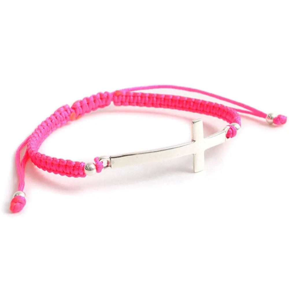 CHALISA T.. Anklets^/ Flatt Silver Cross Notched Cord Bracelet
