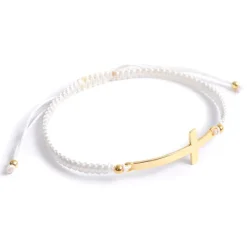 CHALISA T.. Anklets^/ Flattened Silver Cross Knotted Cord Anklet