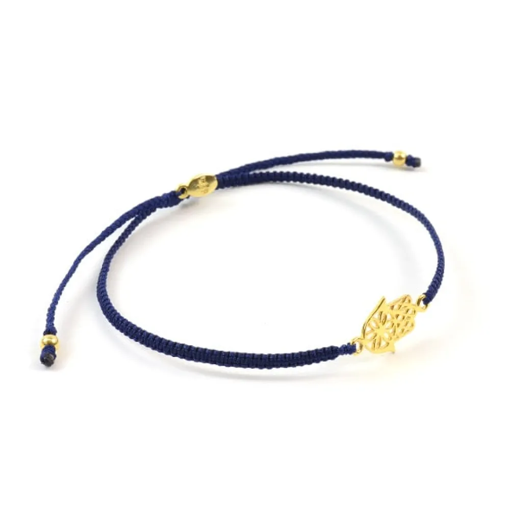 CHALISA T.. Anklets^/ Hamsa Hand Notched Cord Anklet