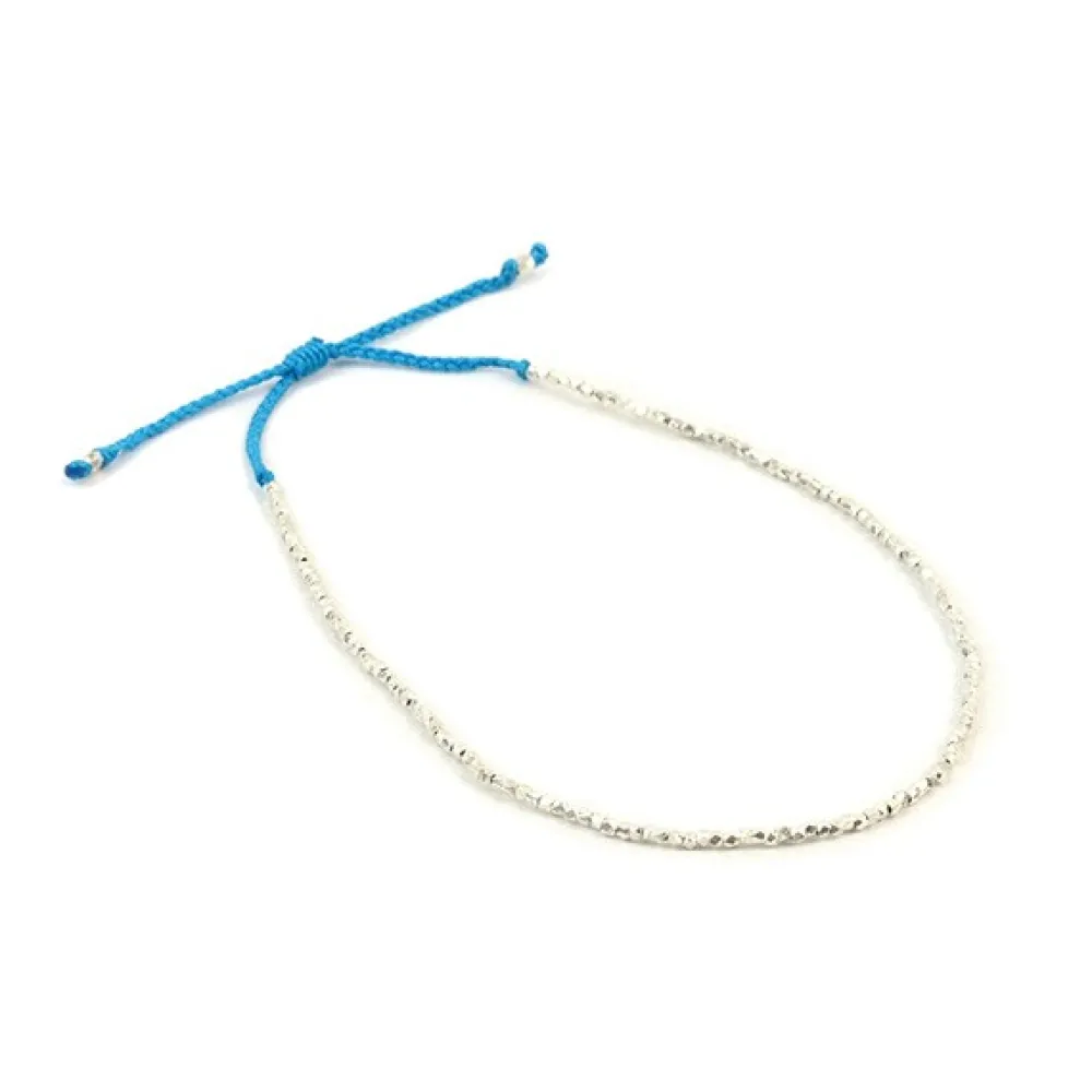 CHALISA T.. Anklets^/ Karen Silver Beads Single Cord Anklet