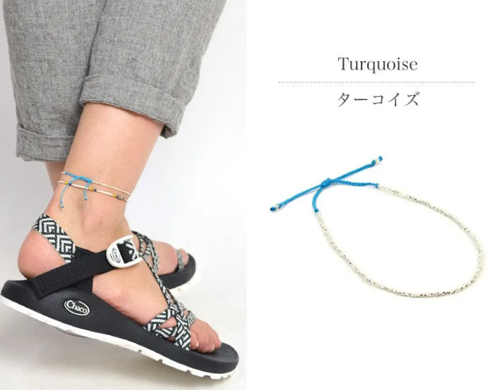 CHALISA T.. Anklets^/ Karen Silver Beads Single Cord Anklet
