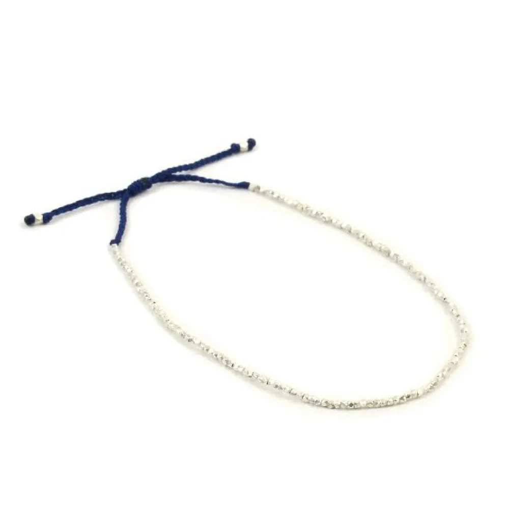 CHALISA T.. Anklets^/ Karen Silver Beads Single Cord Anklet