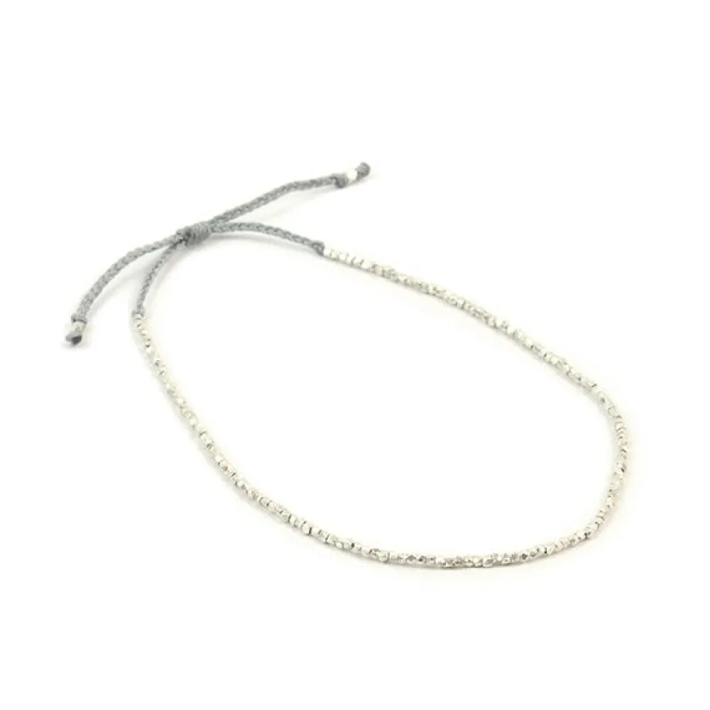 CHALISA T.. Anklets^/ Karen Silver Beads Single Cord Anklet