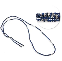 CHALISA T.. Anklets^/ Lapis lazuli 2mm cut beads 2 way accessory necklace / bracelet blue